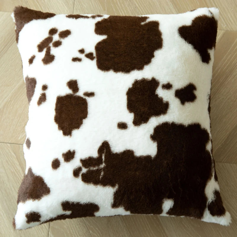 Throw Pillow Faux Cowhide & Vegan Leather 17.7 Inch