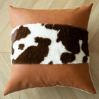 Throw Pillow Faux Cowhide & Vegan Leather 17.7 Inch