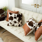 Throw Pillow Faux Cowhide & Vegan Leather 17.7 Inch