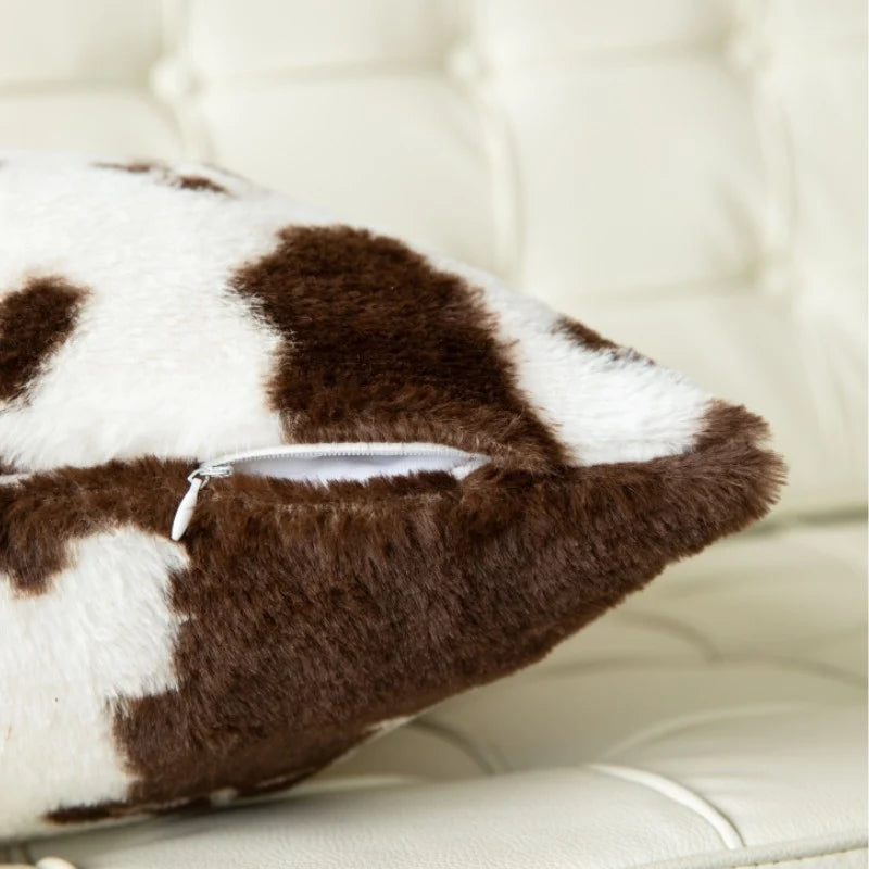 Throw Pillow Faux Cowhide & Vegan Leather 17.7 Inch