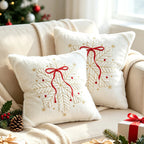Throw Pillow Faux-Fur Embroidered Snowflake Machine Washable