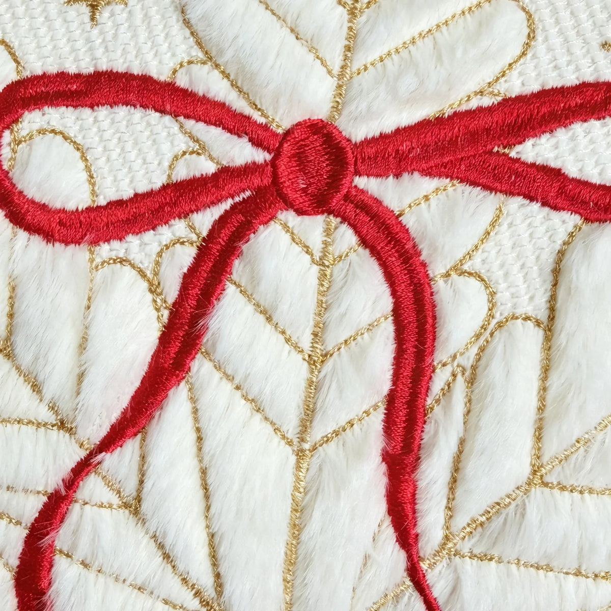 Throw Pillow Faux-Fur Embroidered Snowflake Machine Washable