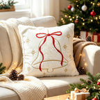 Throw Pillow Faux-Fur Embroidered Snowflake Machine Washable