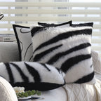 Throw Pillow Faux Fur Zebra Print Removable Cover