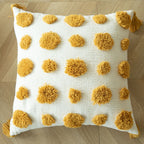 Throw Pillow Handcrafted Pom-Pom Tufted Tassel Corners