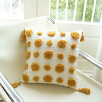 Throw Pillow Handcrafted Pom-Pom Tufted Tassel Corners