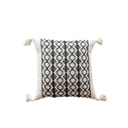 Throw Pillow Handwoven Cotton Diamond Texture & Tassel Corners