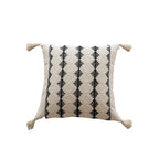 Throw Pillow Handwoven Cotton Diamond Texture & Tassel Corners