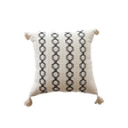Throw Pillow Handwoven Cotton Diamond Texture & Tassel Corners