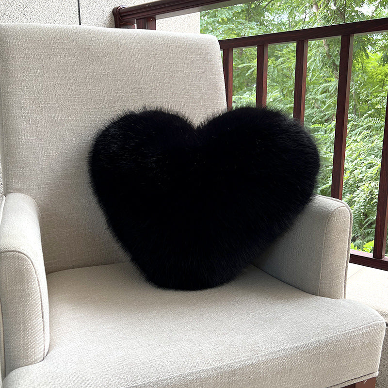 Throw Pillow Heart-Shaped Double-Sided Faux Fur Filled