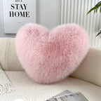 Throw Pillow Heart-Shaped Double-Sided Faux Fur Filled