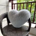 Throw Pillow Heart-Shaped Double-Sided Faux Fur Filled