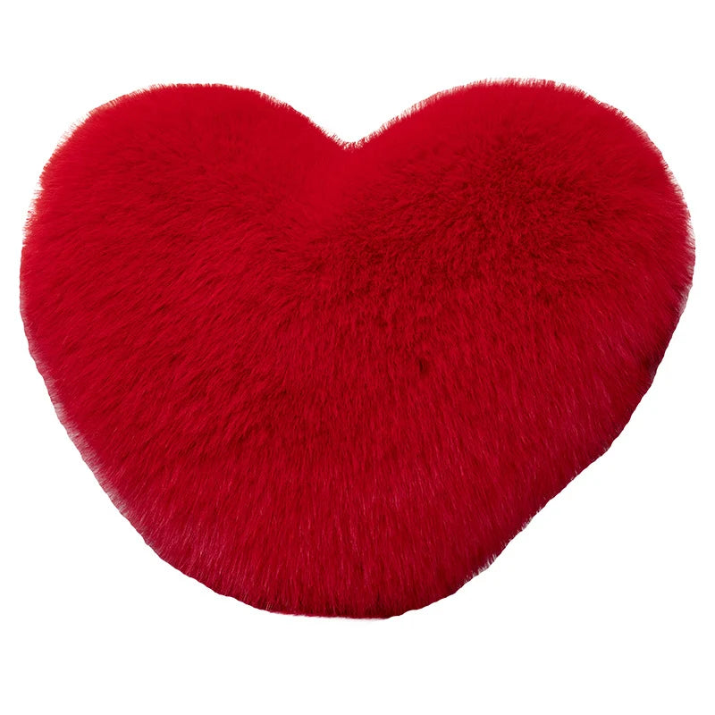 Throw Pillow Heart-Shaped Double-Sided Faux Fur Filled