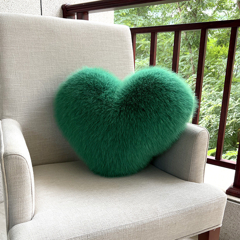 Throw Pillow Heart-Shaped Double-Sided Faux Fur Filled