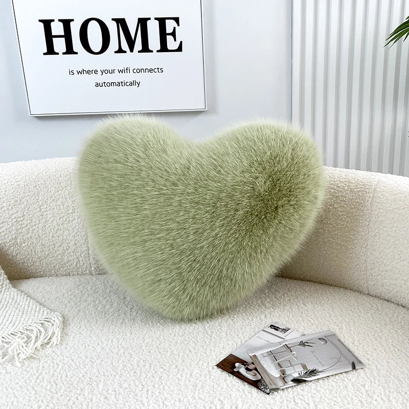 Throw Pillow Heart-Shaped Double-Sided Faux Fur Filled