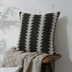 Throw Pillow Linen Blend Tufted Ethnic Stripe Removable Cover