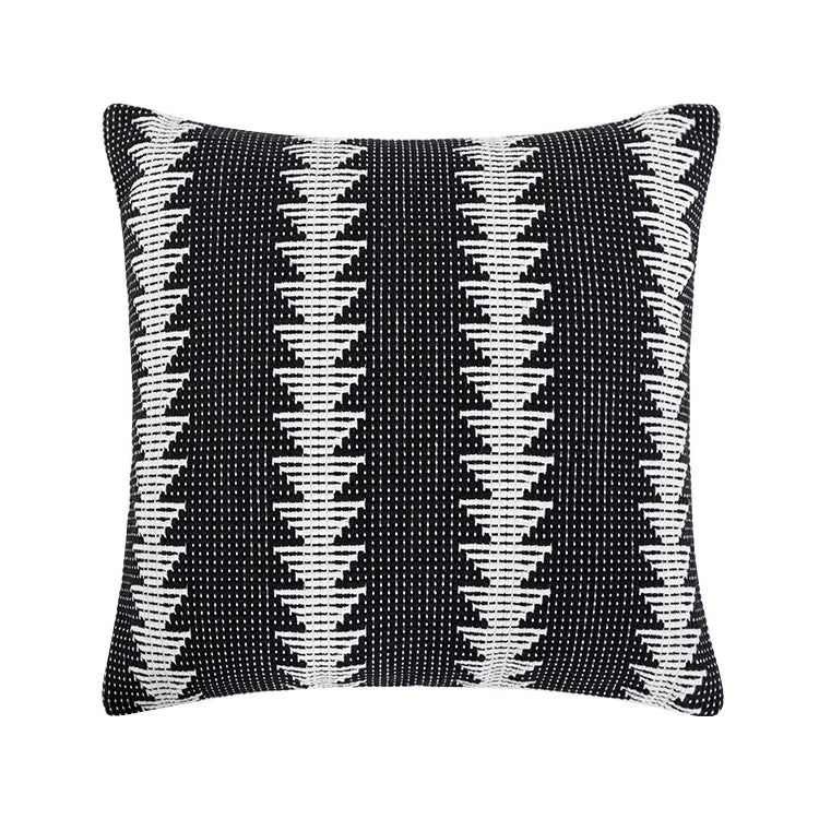Throw Pillow Linen Blend Tufted Ethnic Stripe Removable Cover