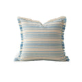 Throw Pillow Linen Look Striped Fringed 18x18 In