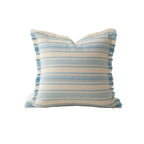 Throw Pillow Linen Look Striped Fringed 18x18 In