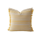 Throw Pillow Linen Look Striped Fringed 18x18 In