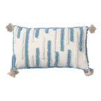Throw Pillow Loop-Embroidered & Hand-Tied Tassels Removable Cover
