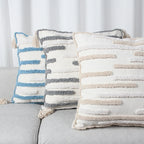 Throw Pillow Loop-Embroidered & Hand-Tied Tassels Removable Cover