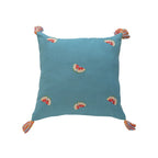 Throw Pillow Pineapple Embroidery & Tassels Linen-Blend Cover