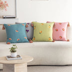 Throw Pillow Pineapple Embroidery & Tassels Linen-Blend Cover