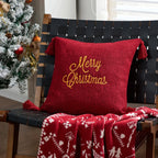 Throw Pillow Plaid Snowflake Applique Removable Cover 18 Inch