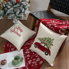 Throw Pillow Plaid Snowflake Applique Removable Cover 18 Inch