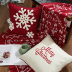 Throw Pillow Plaid Snowflake Applique Removable Cover 18 Inch