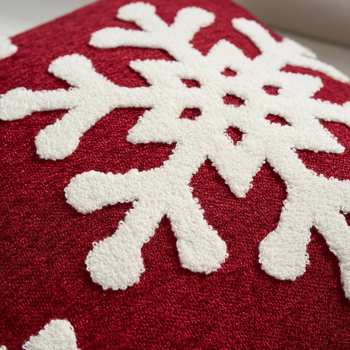 Throw Pillow Plaid Snowflake Applique Removable Cover 18 Inch