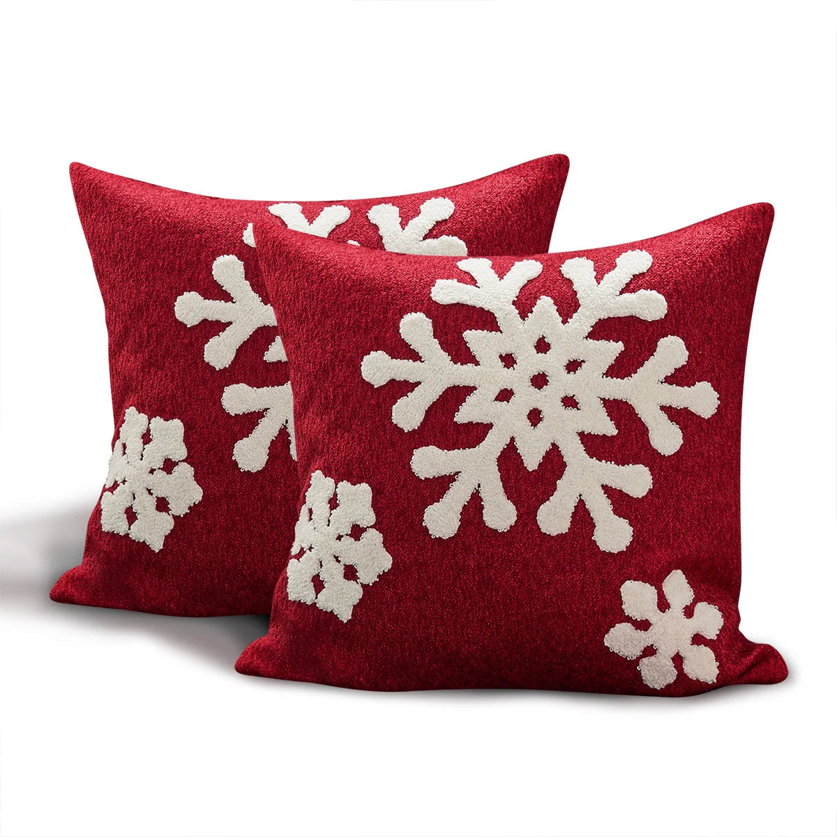 Throw Pillow Plaid Snowflake Applique Removable Cover 18 Inch