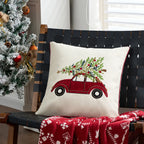 Throw Pillow Plaid Snowflake Applique Removable Cover 18 Inch