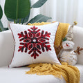 Throw Pillow Plaid Snowflake Applique Removable Cover 18 Inch