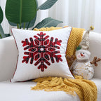 Throw Pillow Plaid Snowflake Applique Removable Cover 18 Inch