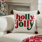 Throw Pillow Plaid Snowflake Applique Removable Cover 18 Inch