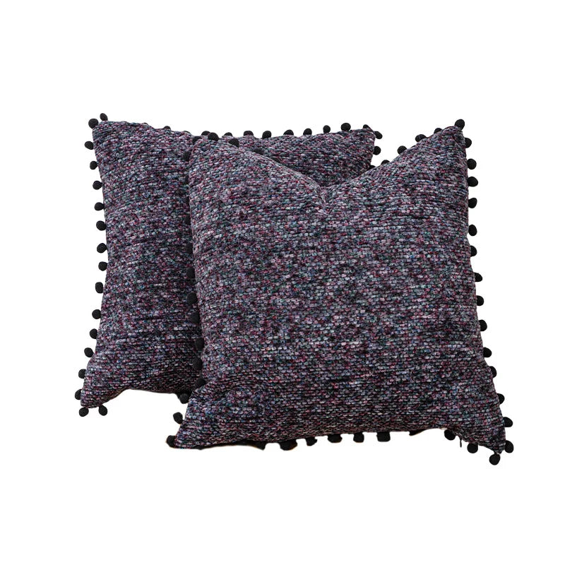 Throw Pillow Set Bouclé Pom-Pom Removable Covers