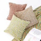 Throw Pillow Set Bouclé Pom-Pom Removable Covers