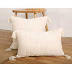 Throw Pillow Set Chenille Texture & Tassels Removable Covers