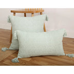 Throw Pillow Set Chenille Texture & Tassels Removable Covers