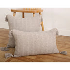 Throw Pillow Set Chenille Texture & Tassels Removable Covers