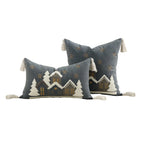 Throw Pillow Set Embroidered Snowy Village & Faux-Shearling