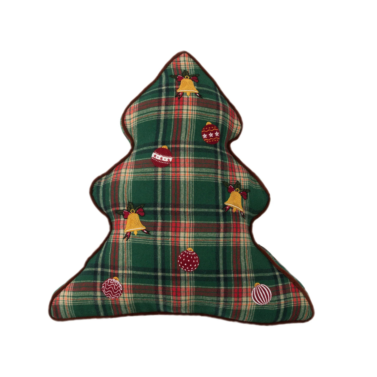 Throw Pillow Tartan Cotton-Blend Cover Faux Fur Trim