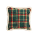 Throw Pillow Tartan Cotton-Blend Cover Faux Fur Trim