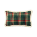 Throw Pillow Tartan Cotton-Blend Cover Faux Fur Trim
