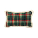 Throw Pillow Tartan Cotton-Blend Cover Faux Fur Trim