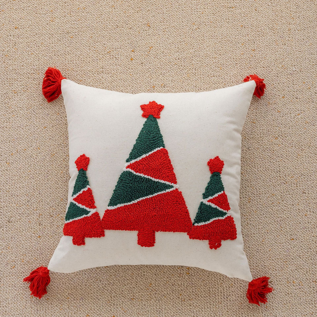 Throw Pillow Tufted Chenille Hidden Zipper 18 Inch Square