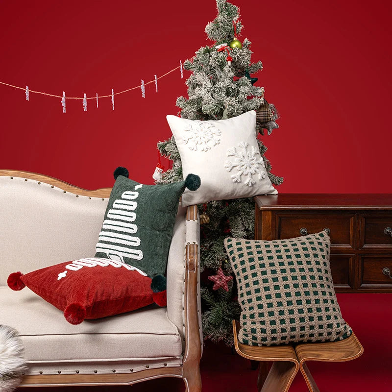 Throw Pillow Tufted Chenille Hidden Zipper 18 Inch Square