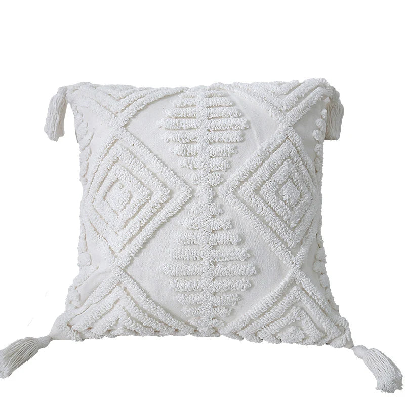 Throw Pillow Tufted Diamond Cotton Removable Cover